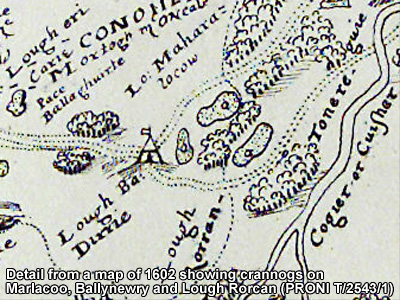 Map with crannogs, 1602