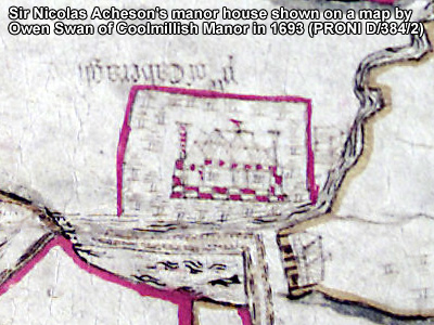 Detail of Coolmillish from Swann's 1693 map.