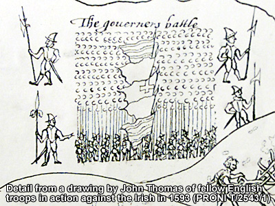Battle illustration by John Thomas in 1593. Crown Copyright.